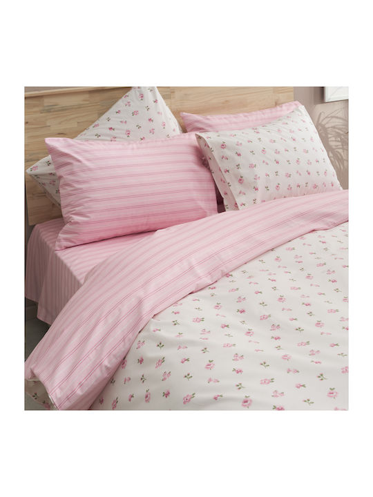 Charalambidis Textiles Sheet for Single Bed with Elastic 90x200+30cm. Spring Pink