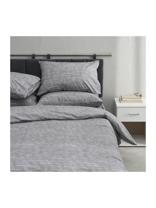 Charalambidis Textiles Κουκκίδες Σετ Σεντόνια Μονά 160x260εκ. Γκρι (3τμχ)