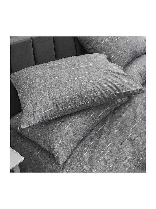 Charalambidis Textiles Κουκκίδες Σετ Σεντόνια Μονά 160x260εκ. Γκρι (3τμχ)