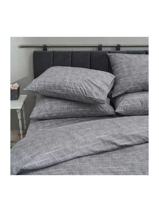 Charalambidis Textiles Κουκκίδες Σετ Σεντόνια Μονά 160x260εκ. Γκρι (3τμχ)