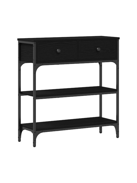 Console Table Wood & Metal Black Oak L72.5xW25xH75cm