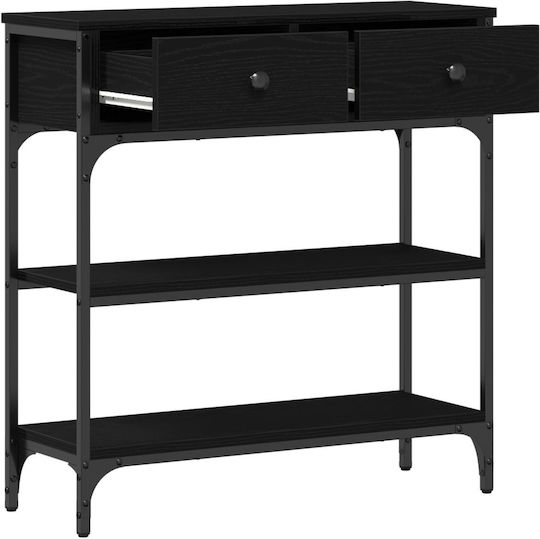 Console Table Wood & Metal Black Oak L72.5xW25xH75cm
