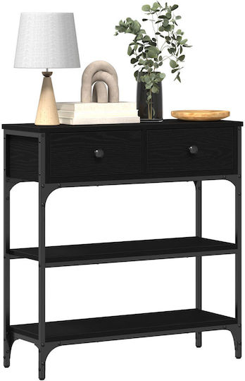 Console Table Wood & Metal Black Oak L72.5xW25xH75cm