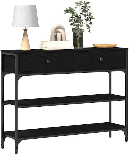 Console Table Wood & Metal Black Oak L100xW25xH75cm