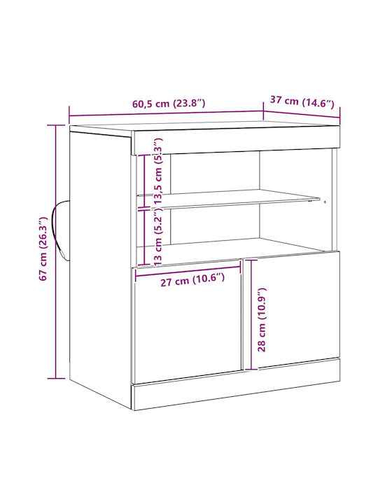Cabinet Storage Solid Wood L60xW37xH67cm
