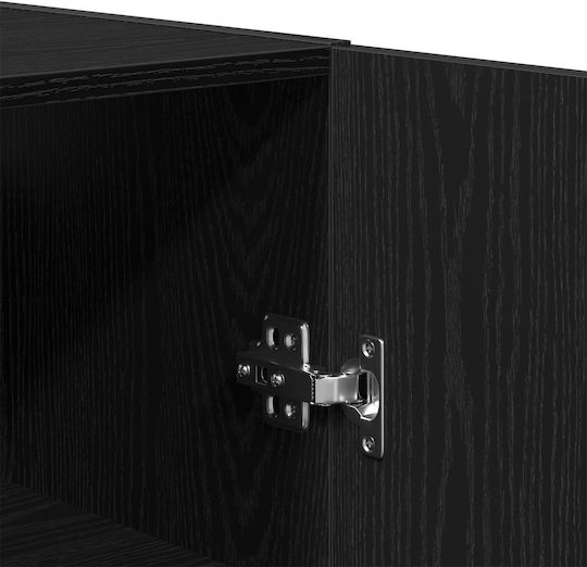 Wall Living Room Cabinet Made of Particle Board Black Oak 69.5x34x90cm