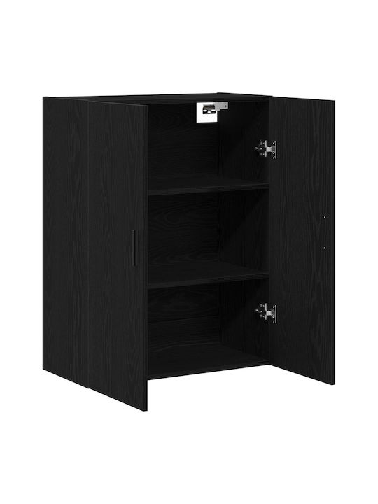 Wall Living Room Cabinet Made of Particle Board Black Oak 69.5x34x90cm