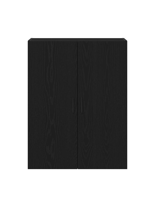 Wall Living Room Cabinet Made of Particle Board Black Oak 69.5x34x90cm