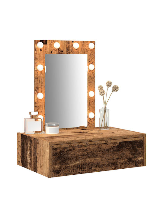 Wandmontierte Schminktisch Schlafzimmer Holz Alt Holz mit Spiegel 60x40x70cm