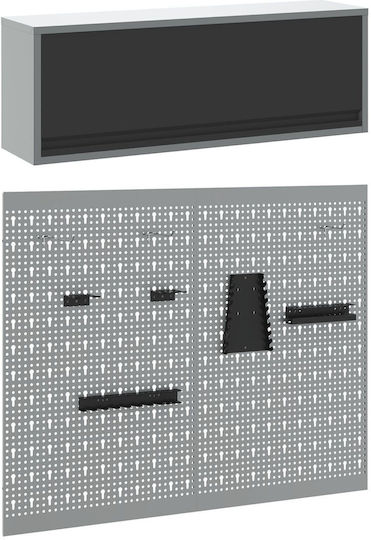 3-Piece Tool Set Vidaxl Wall Board Rack Black Metal Grey