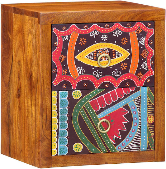Κομοδίνο από Μασίφ Ξύλο Πολύχρωμο 35x30x40cm
