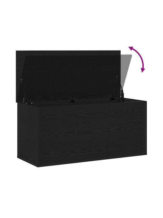 vidaXL Wooden Storage Box with Lid Black 100x42x46cm 1pcs