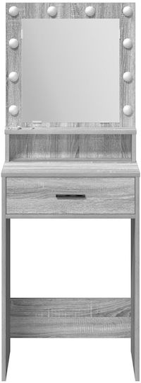 Floor-Standing Bedroom Makeup Dressing Table Wooden Grey Sonoma with Mirror 50x41x135cm