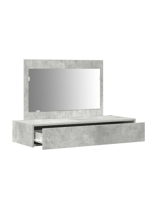 Wandmontage Schminktisch Schlafzimmer Holz Grau Beton mit Spiegel 100x40x70cm