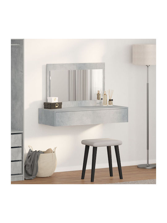 Wandmontage Schminktisch Schlafzimmer Holz Grau Beton mit Spiegel 100x40x70cm
