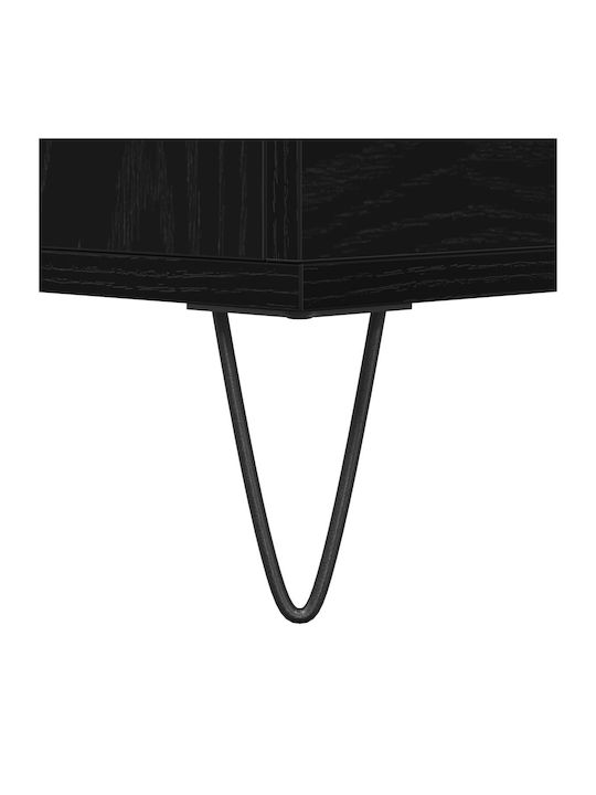 Wooden Chest of Drawers Black Velvet-Black Metal 60x35x70cm