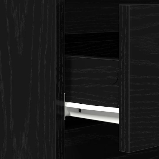 Wooden Chest of Drawers Black Velvet-Black Metal 60x35x70cm
