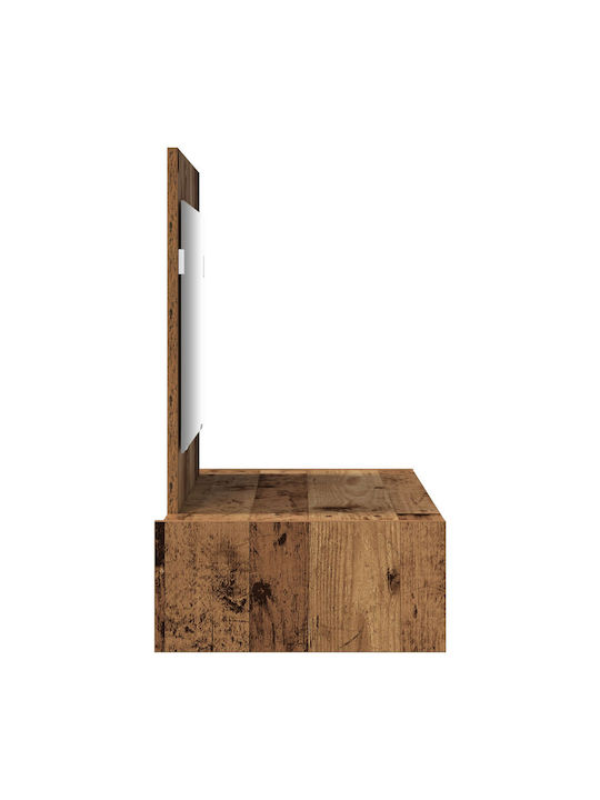 Wall-Mounted Makeup Dressing Table Wooden Brown with Mirror 83x40x70cm