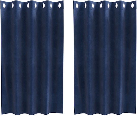 vidaXL vidaXL Set Vorhänge Fenster mit Grommets Blau 140x140cm