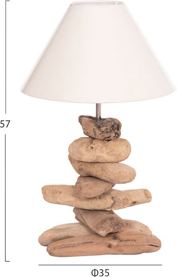 HomeMarkt Μεταλλικό Πορτατίφ για Ντουί E27 με Λευκό Καπέλο και Καφέ Βάση