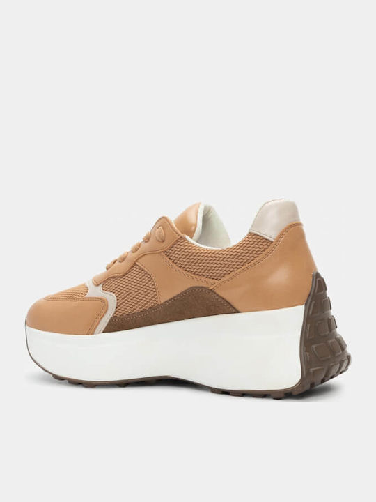 Damen Flatforms Sneakers Beige-dark