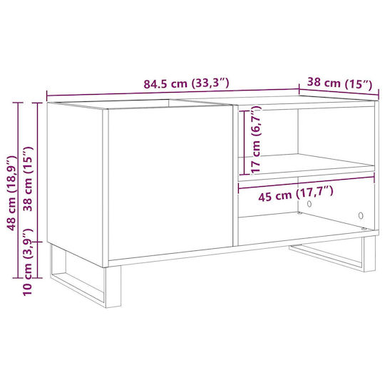 vidaXL Hi-Fi Furniture Black 38x84.5x48cm