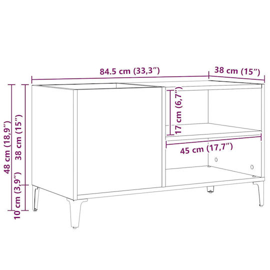 vidaXL Hi-Fi Furniture Black 38x84.5x48cm