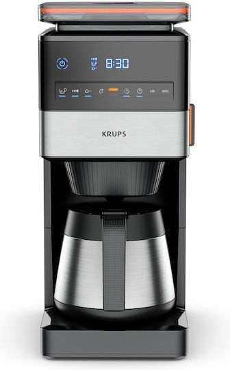 Krups Grind Aroma Xl Thermo Αυτόματη Μηχανή Espresso 1000W με Μύλο Άλεσης Καφέ KT8428
