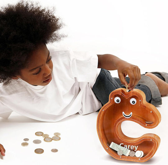 Lakpopya Letter C Shaped Wooden Piggy Bank 20.5 X 4 X 23 Cm