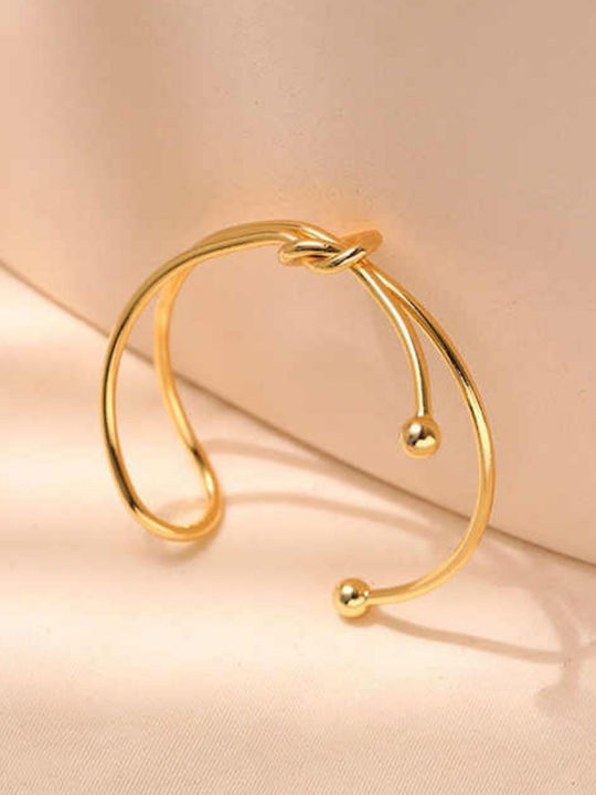 Met Women's Bracelet Handcuffs Stainless Steel Gold Plated 7cm