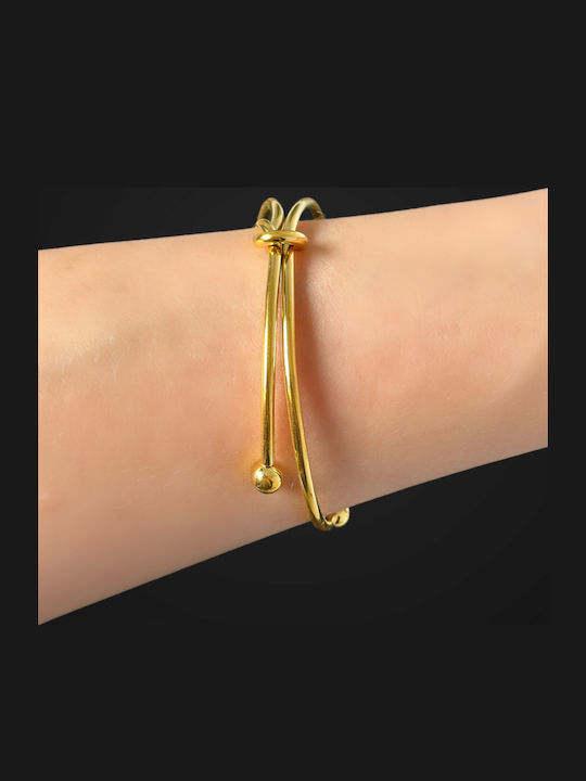 Met Women's Bracelet Handcuffs Stainless Steel Gold Plated 7cm