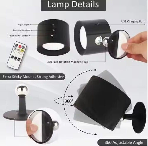 Se Led 4 Mizu Schwarze Wand-Batterie-LED-Lampe Wiederaufladbar 8x4,5cm 3,5w 2000mah 3cct Ladezeit