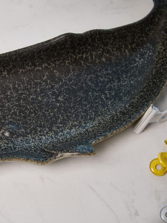 Whale Seinhijo Διακοσμητική Πιατέλα Κεραμική Μαύρη 29x14x3εκ.