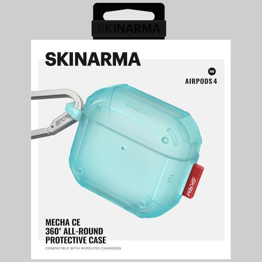 Skinarma Mecha Ce Case Silicone with Hook in Turquoise color for Apple AirPods 4
