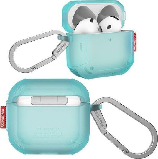 Skinarma Mecha Ce Case Silicone with Hook in Turquoise color for Apple AirPods 4
