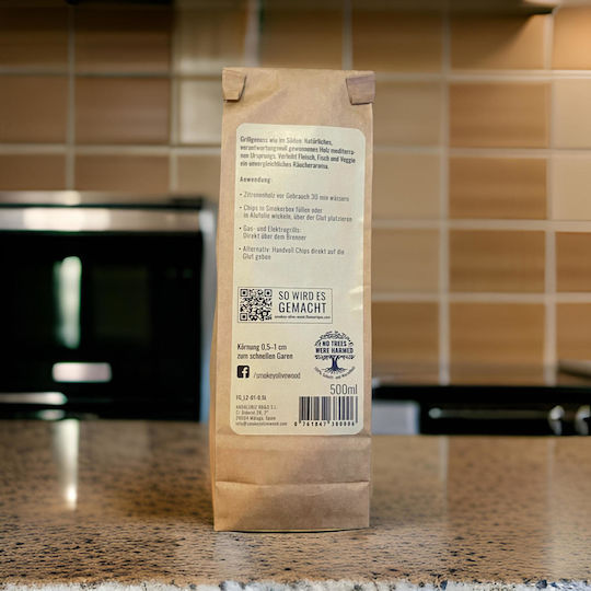 Smokey Olive Wood Chips Ξύλου Räuchern für Grill mit Aroma Zitrone 500ml 1Stück