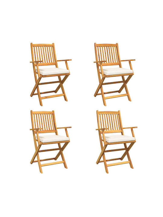 Outdoor-Stuhl Hölzernes Braun mit Kissen 4Stück