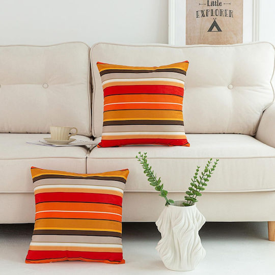 Μαξιλάρι Καναπέ Makimoo Colorful Stripes 2τμχ 45x45εκ.