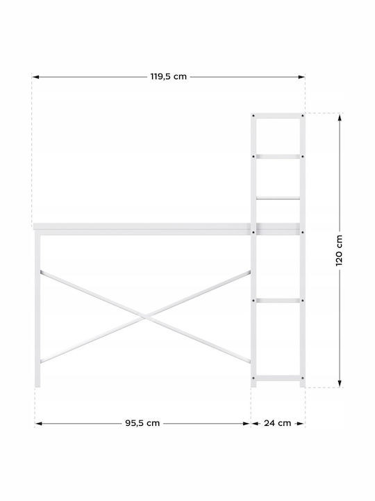 Γραφείο Leader 4.0 Ξύλινο Λευκό 119.5x48x120εκ.