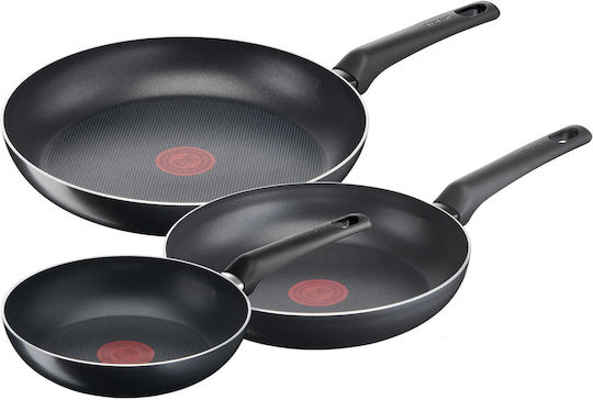 Tefal Simple Cook Pans Set Made of Aluminum Black with Non-Stick Coating 3 Pieces