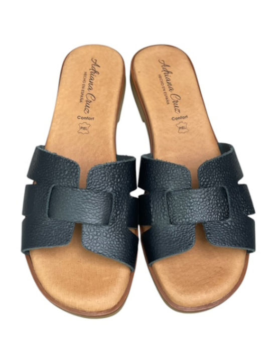 Leder Flache Sandalen für Damen Anatomisch in Schwarz Farbe