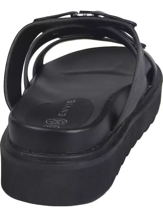 Women's Flat Sandals Flatforms in Black Color