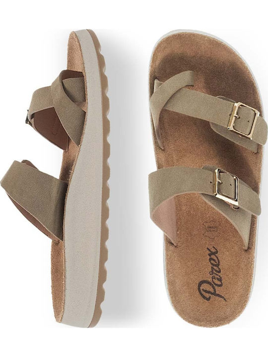 Flache Sandalen für Damen in Khaki Farbe