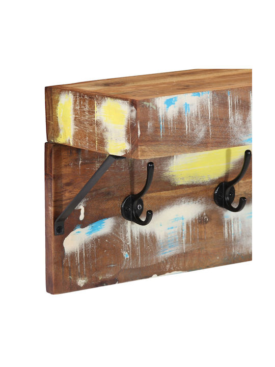 vidaXL Wooden Wall Hanger 10 Hooks Brown 73x19x23cm