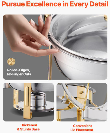 Vevor 5 Qt 4er-Pack Rundes Buffet-Set in voller Größe aus Edelstahl
