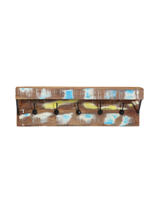 vidaXL Wooden Wall Hanger 10 Hooks Brown 73x19x23cm