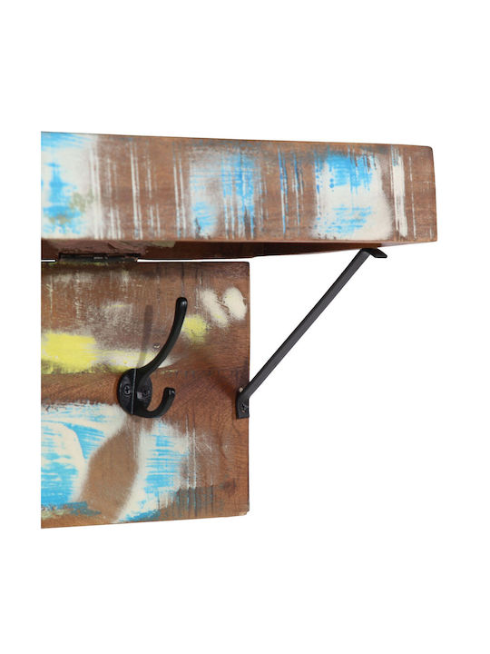 vidaXL Wooden Wall Hanger 10 Hooks Brown 73x19x23cm