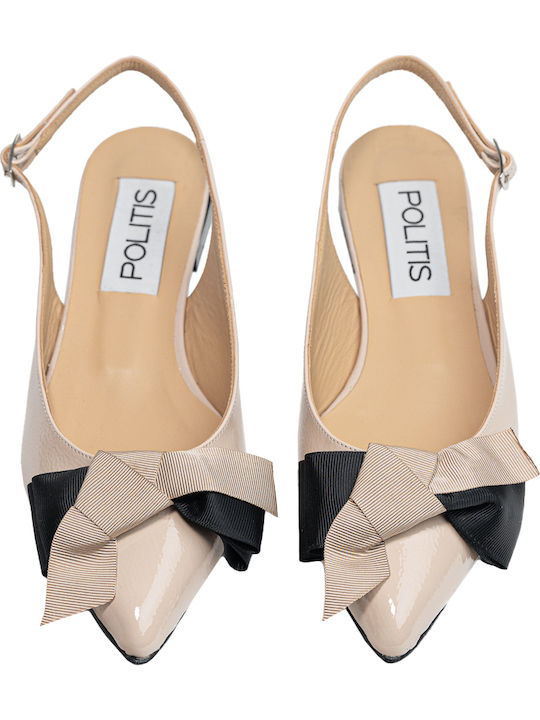 Anatomic Leather Pointy Slingback Ballerinas Beige