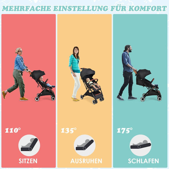 Costway Baby Stroller Suitable for Newborn Black 7kg