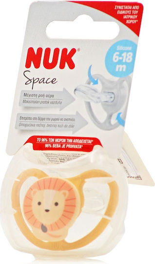 Nuk Space Orthodontic Pacifier Silicone with Case Lion - Orange for 6-18 months